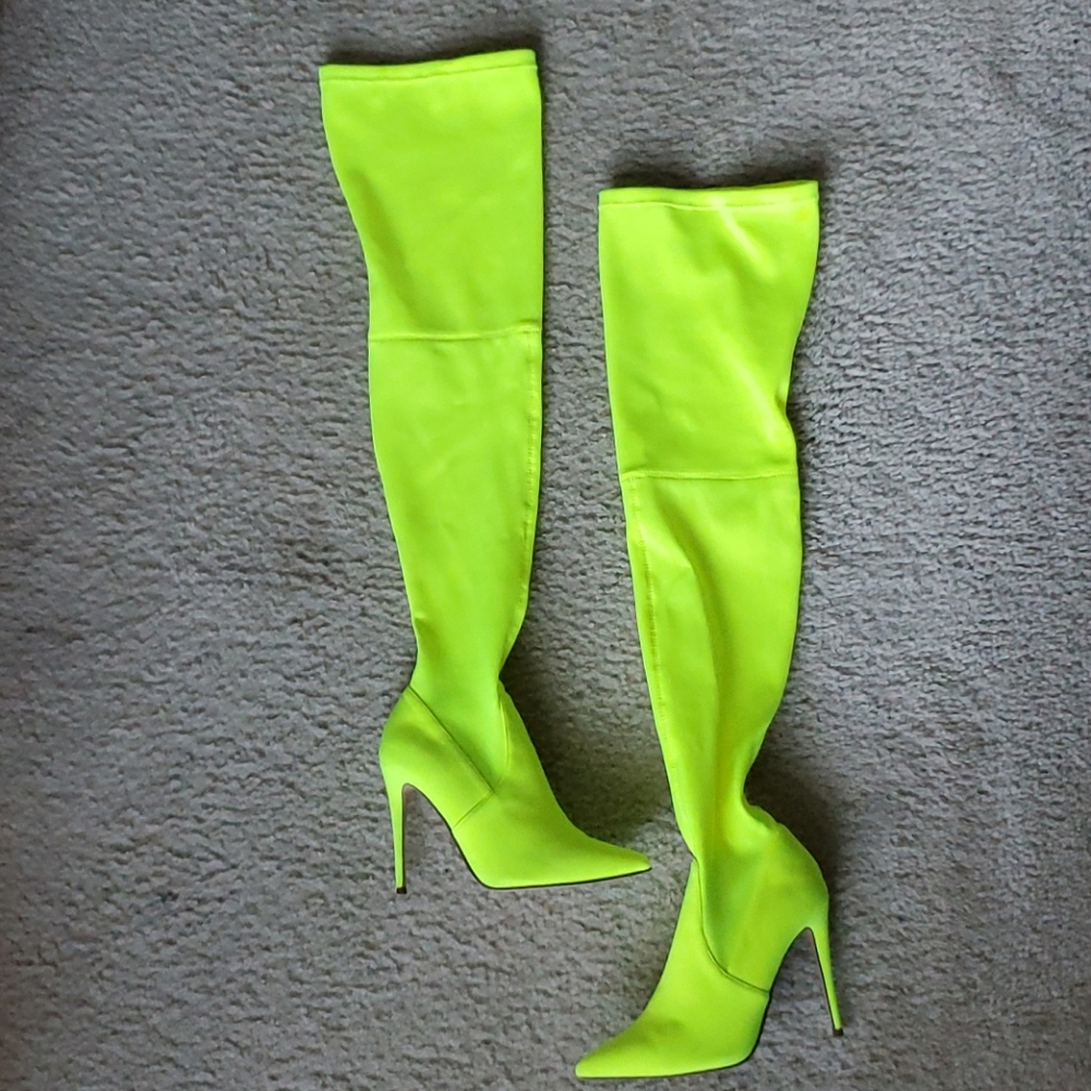 Steve Madden Dominique thigh high neon boots